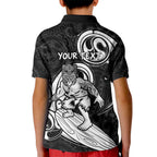 Personalised New Zealand Surfing Kid Polo Shirt Aotearoa Maori Tiki Haka