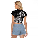 Personalised New Zealand Surfing Raglan Cropped T Shirt Aotearoa Maori Tiki Haka