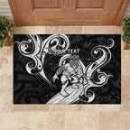 Personalised New Zealand Surfing Rubber Doormat Aotearoa Maori Tiki Haka