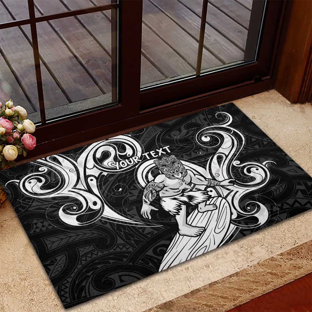 Personalised New Zealand Surfing Rubber Doormat Aotearoa Maori Tiki Haka