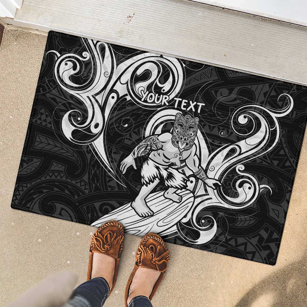 Personalised New Zealand Surfing Rubber Doormat Aotearoa Maori Tiki Haka