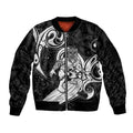 Personalised New Zealand Surfing Sleeve Zip Bomber Jacket Aotearoa Maori Tiki Haka