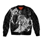 Personalised New Zealand Surfing Sleeve Zip Bomber Jacket Aotearoa Maori Tiki Haka