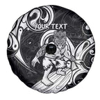 Personalised New Zealand Surfing Spare Tire Cover Aotearoa Maori Tiki Haka