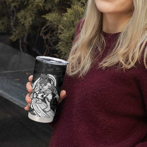 Personalised New Zealand Surfing Tumbler Cup Aotearoa Maori Tiki Haka LT14