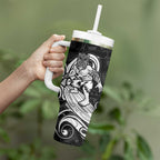 Personalised New Zealand Surfing Tumbler With Handle Aotearoa Maori Tiki Haka LT14