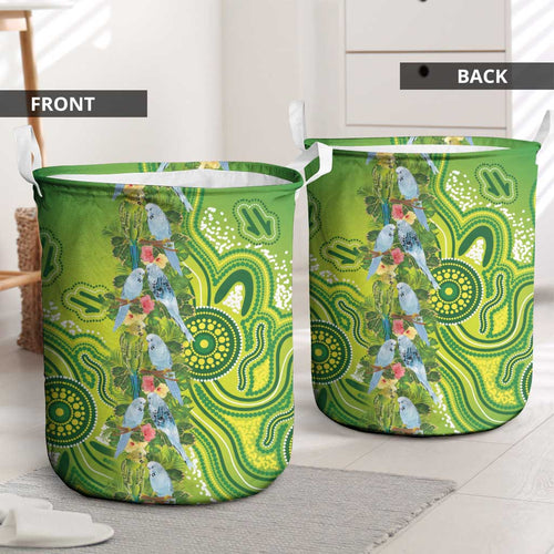 Budgerigar Australia Laundry Basket Aussie Common Parakeet Indigenous Art - Aussie Hoodie