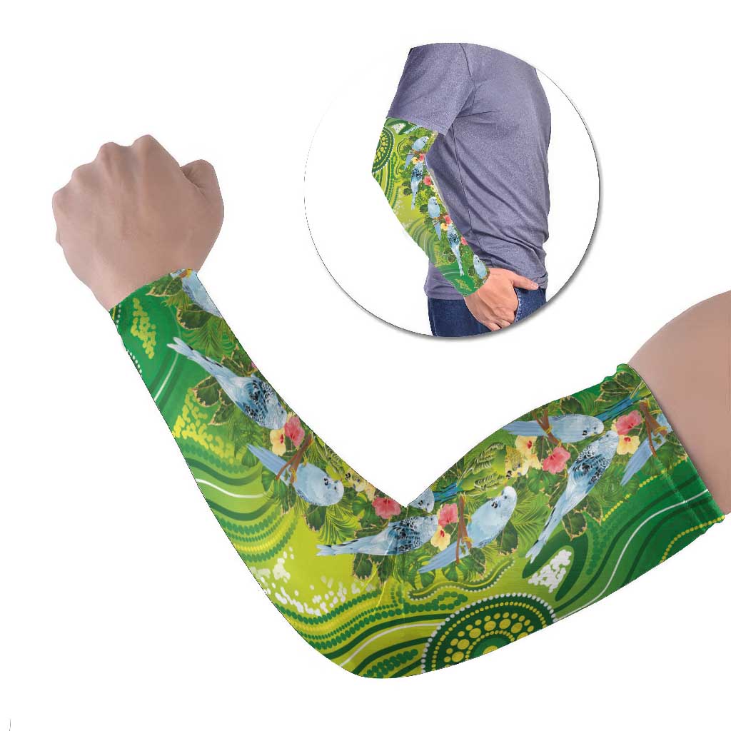 Budgerigar Australia Arm Sleeves Aussie Common Parakeet Indigenous Art - Aussie Hoodie