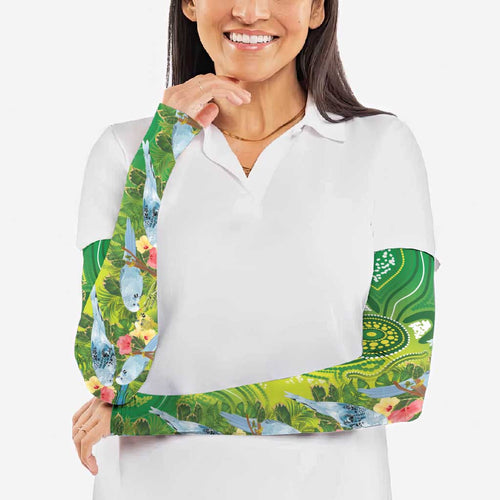 Budgerigar Australia Arm Sleeves Aussie Common Parakeet Indigenous Art - Aussie Hoodie