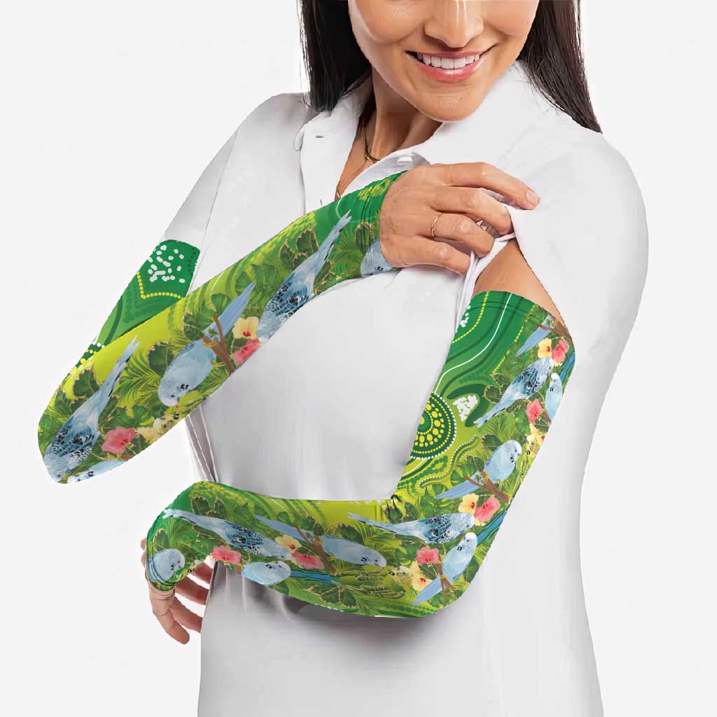 Budgerigar Australia Arm Sleeves Aussie Common Parakeet Indigenous Art - Aussie Hoodie