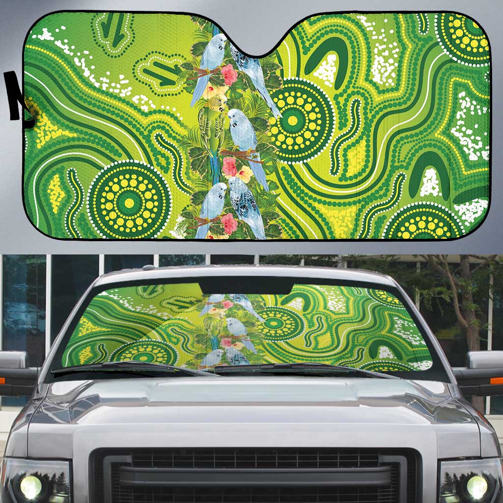 Budgerigar Australia Auto Sun Shade Aussie Common Parakeet Indigenous Art - Aussie Hoodie