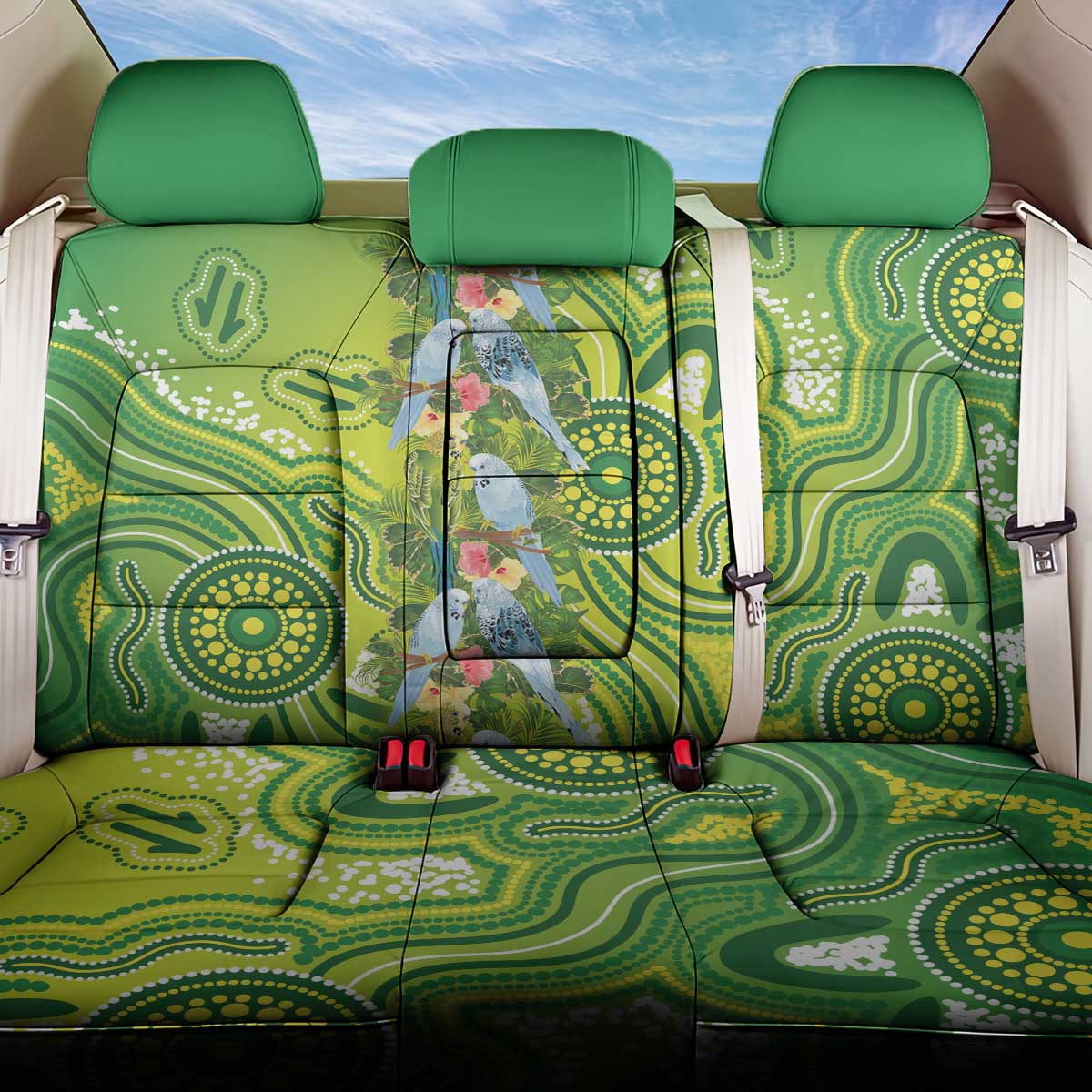 Budgerigar Australia Back Car Seat Cover Aussie Common Parakeet Indigenous Art - Aussie Hoodie