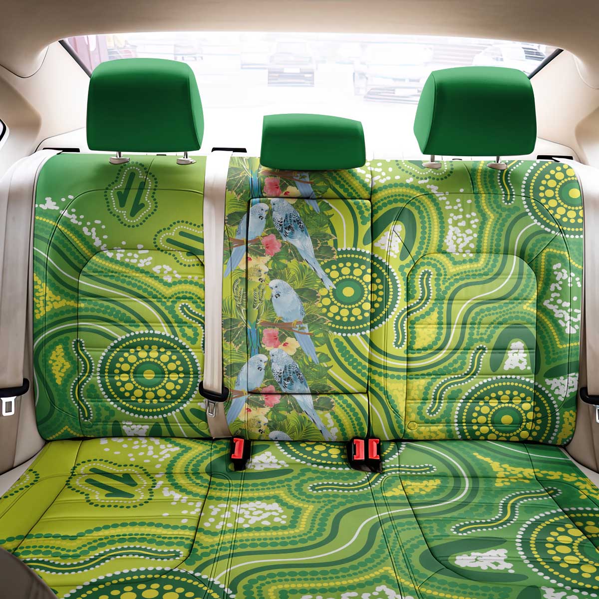 Budgerigar Australia Back Car Seat Cover Aussie Common Parakeet Indigenous Art - Aussie Hoodie