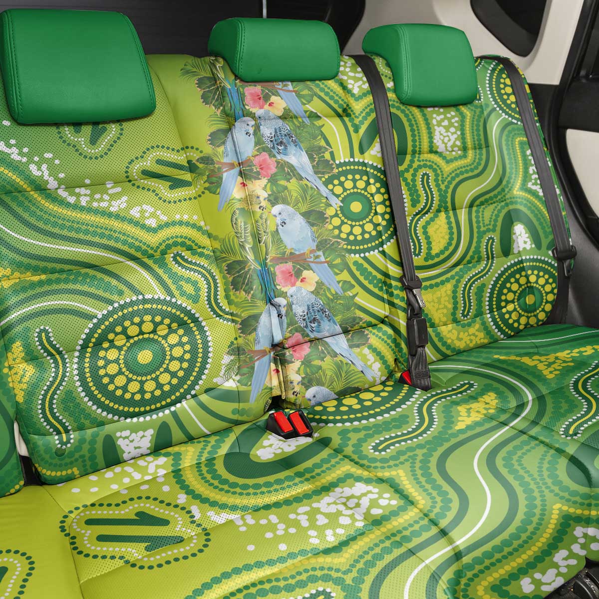Budgerigar Australia Back Car Seat Cover Aussie Common Parakeet Indigenous Art - Aussie Hoodie