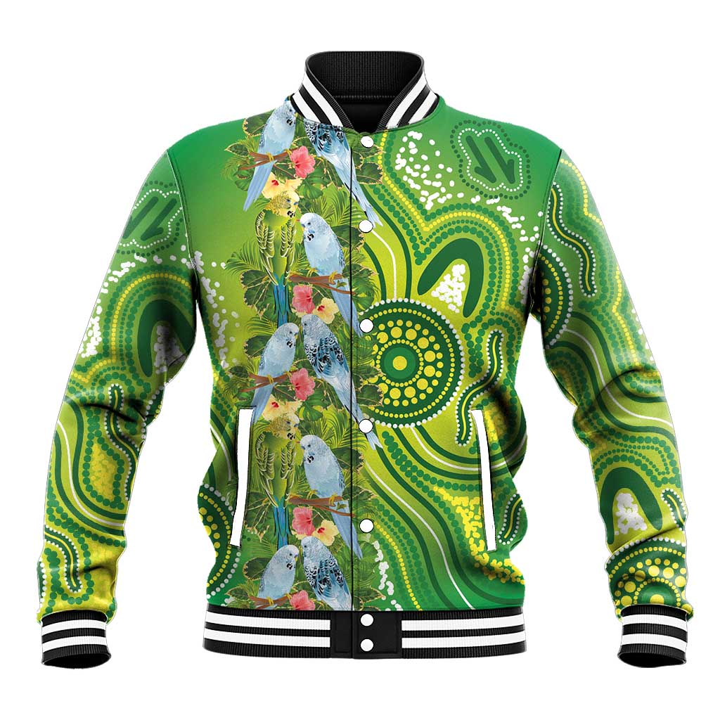 Budgerigar Australia Baseball Jacket Aussie Common Parakeet Indigenous Art - Aussie Hoodie