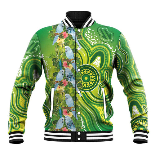 Budgerigar Australia Baseball Jacket Aussie Common Parakeet Indigenous Art - Aussie Hoodie