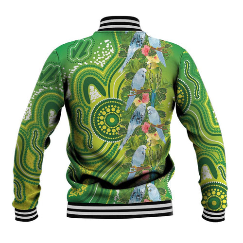 Budgerigar Australia Baseball Jacket Aussie Common Parakeet Indigenous Art - Aussie Hoodie