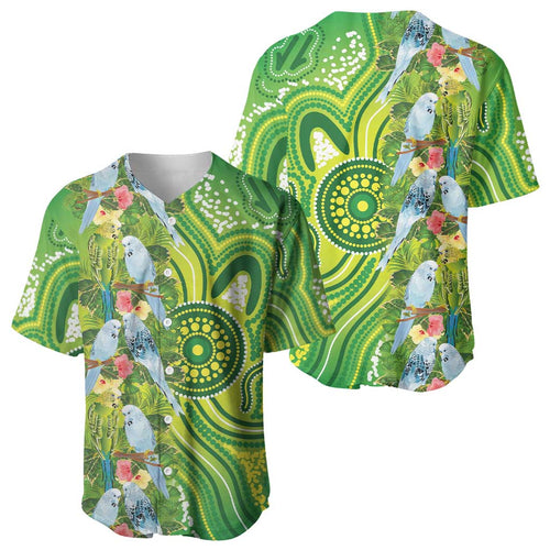Budgerigar Australia Baseball Jersey Aussie Common Parakeet Indigenous Art - Aussie Hoodie