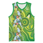 Budgerigar Australia Basketball Jersey Aussie Common Parakeet Indigenous Art - Aussie Hoodie