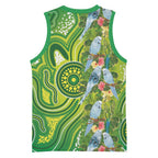 Budgerigar Australia Basketball Jersey Aussie Common Parakeet Indigenous Art - Aussie Hoodie