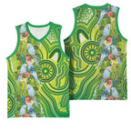 Budgerigar Australia Basketball Jersey Aussie Common Parakeet Indigenous Art - Aussie Hoodie
