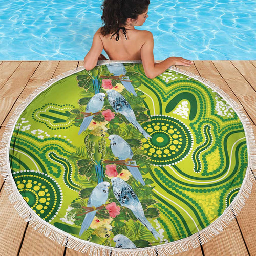Budgerigar Australia Beach Blanket Aussie Common Parakeet Indigenous Art - Aussie Hoodie