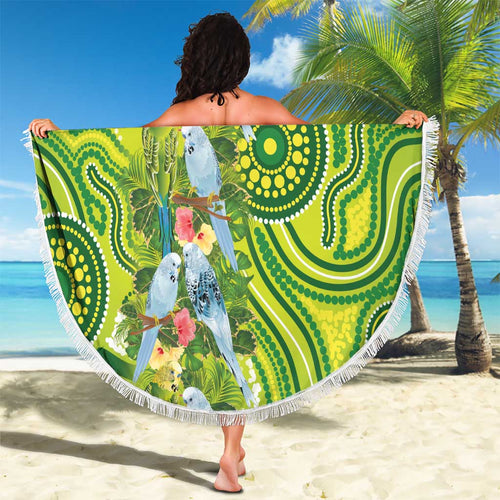Budgerigar Australia Beach Blanket Aussie Common Parakeet Indigenous Art - Aussie Hoodie