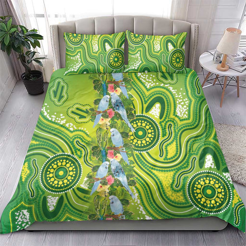 Budgerigar Australia Bedding Set Aussie Common Parakeet Indigenous Art - Aussie Hoodie