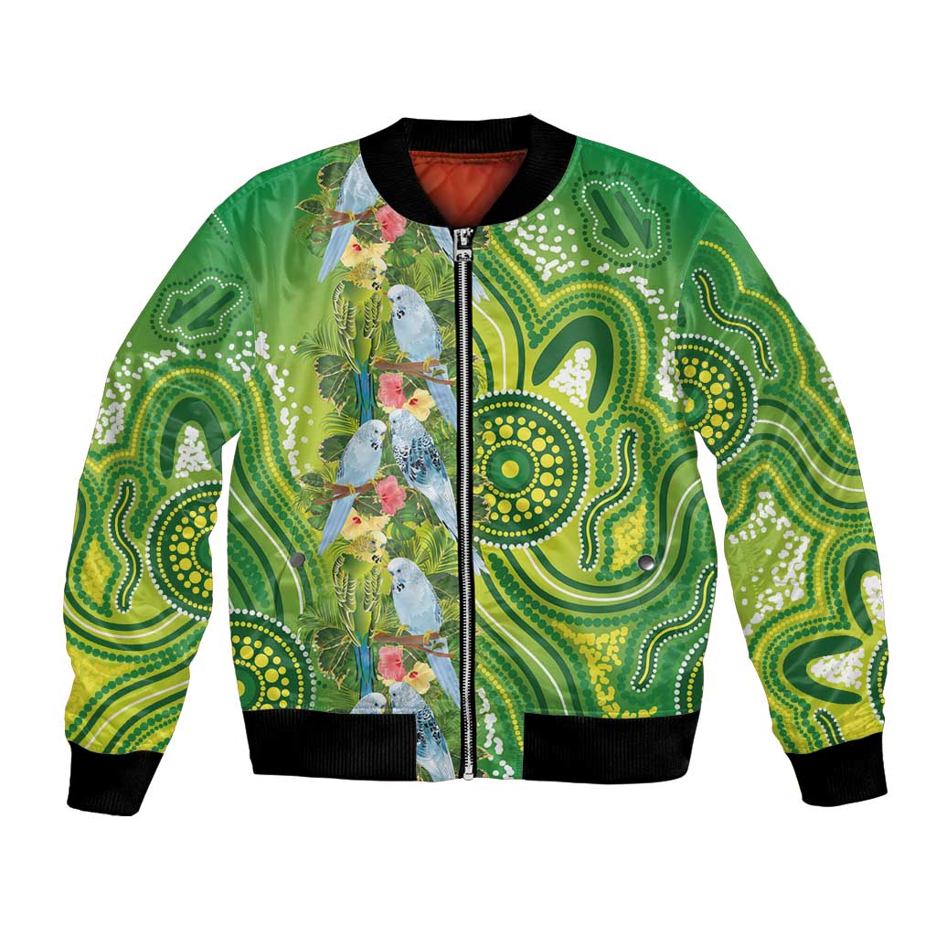 Budgerigar Australia Bomber Jacket Aussie Common Parakeet Indigenous Art - Aussie Hoodie