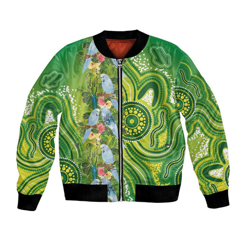Budgerigar Australia Bomber Jacket Aussie Common Parakeet Indigenous Art - Aussie Hoodie