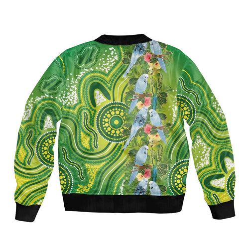 Budgerigar Australia Bomber Jacket Aussie Common Parakeet Indigenous Art - Aussie Hoodie