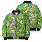 Budgerigar Australia Bomber Puffer Jacket Aussie Common Parakeet Indigenous Art - Aussie Hoodie