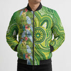 Budgerigar Australia Bomber Puffer Jacket Aussie Common Parakeet Indigenous Art - Aussie Hoodie