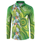 Budgerigar Australia Button Sweatshirt Aussie Common Parakeet Indigenous Art - Aussie Hoodie