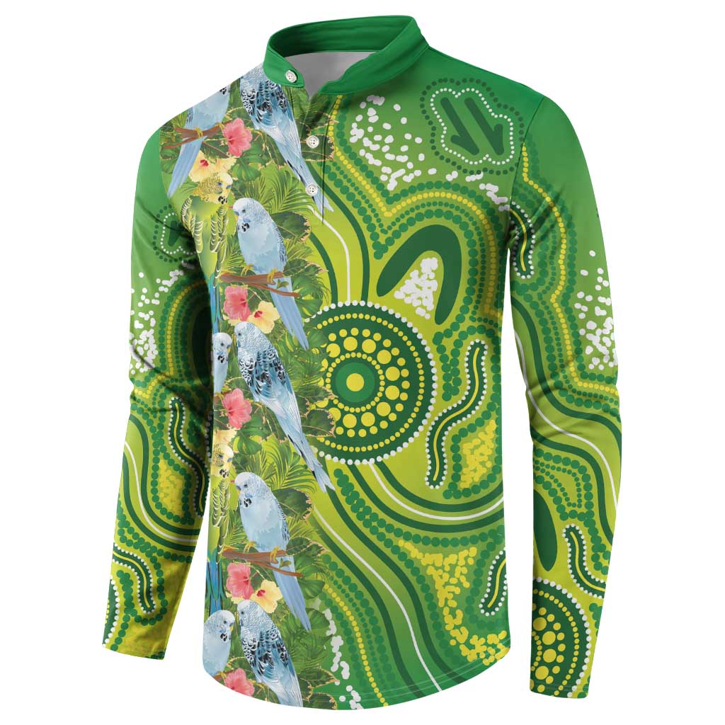 Budgerigar Australia Button Sweatshirt Aussie Common Parakeet Indigenous Art - Aussie Hoodie