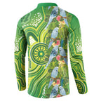 Budgerigar Australia Button Sweatshirt Aussie Common Parakeet Indigenous Art - Aussie Hoodie