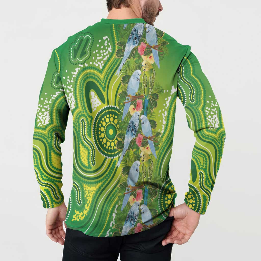 Budgerigar Australia Button Sweatshirt Aussie Common Parakeet Indigenous Art - Aussie Hoodie