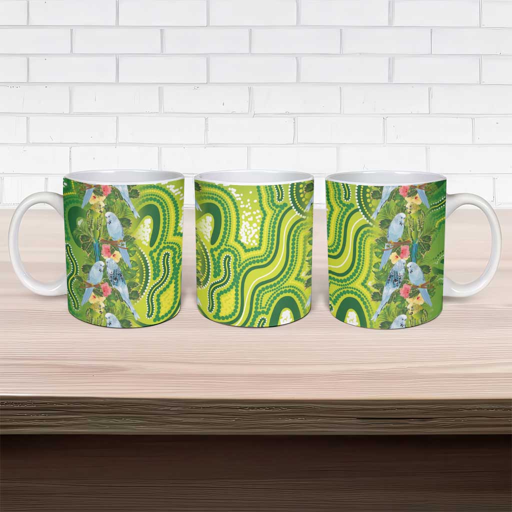 Budgerigar Australia Ceramic Mug Aussie Common Parakeet Indigenous Art - Aussie Hoodie