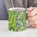 Budgerigar Australia Ceramic Mug Aussie Common Parakeet Indigenous Art - Aussie Hoodie
