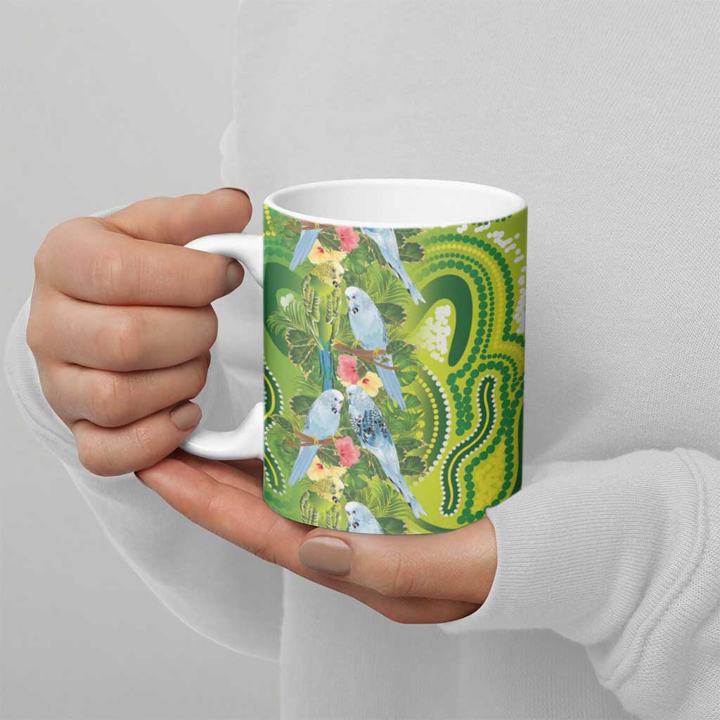 Budgerigar Australia Ceramic Mug Aussie Common Parakeet Indigenous Art - Aussie Hoodie