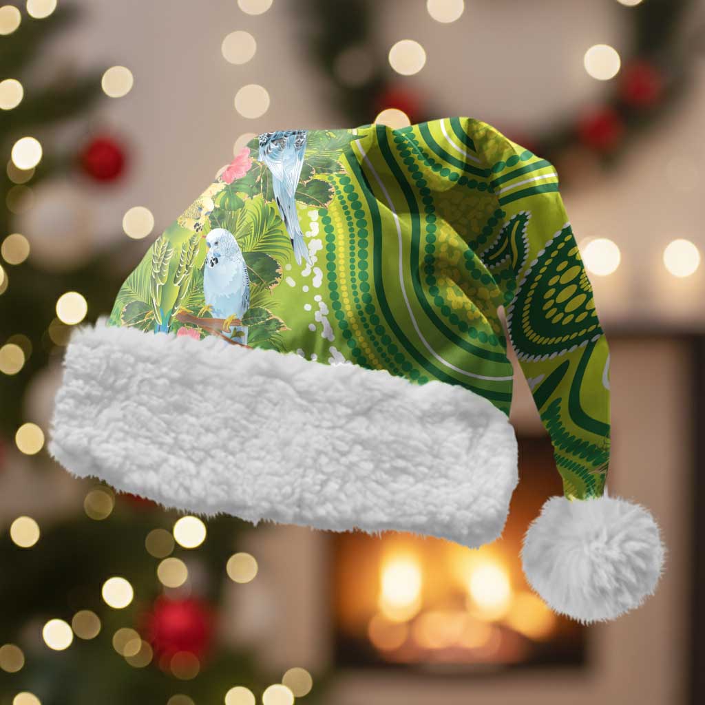 Budgerigar Australia Christmas Santa Hat Aussie Common Parakeet Indigenous Art - Aussie Hoodie