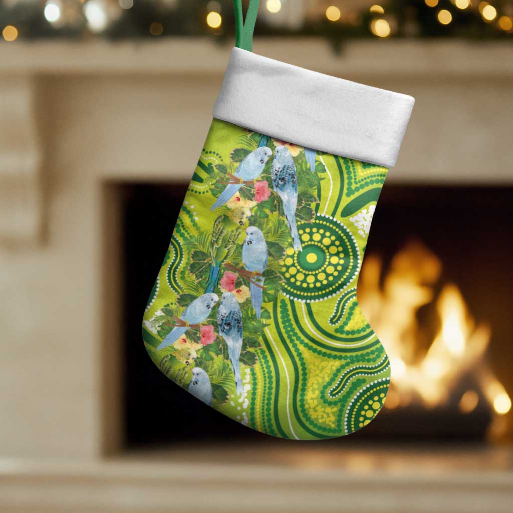 Budgerigar Australia Christmas Stocking Aussie Common Parakeet Indigenous Art - Aussie Hoodie