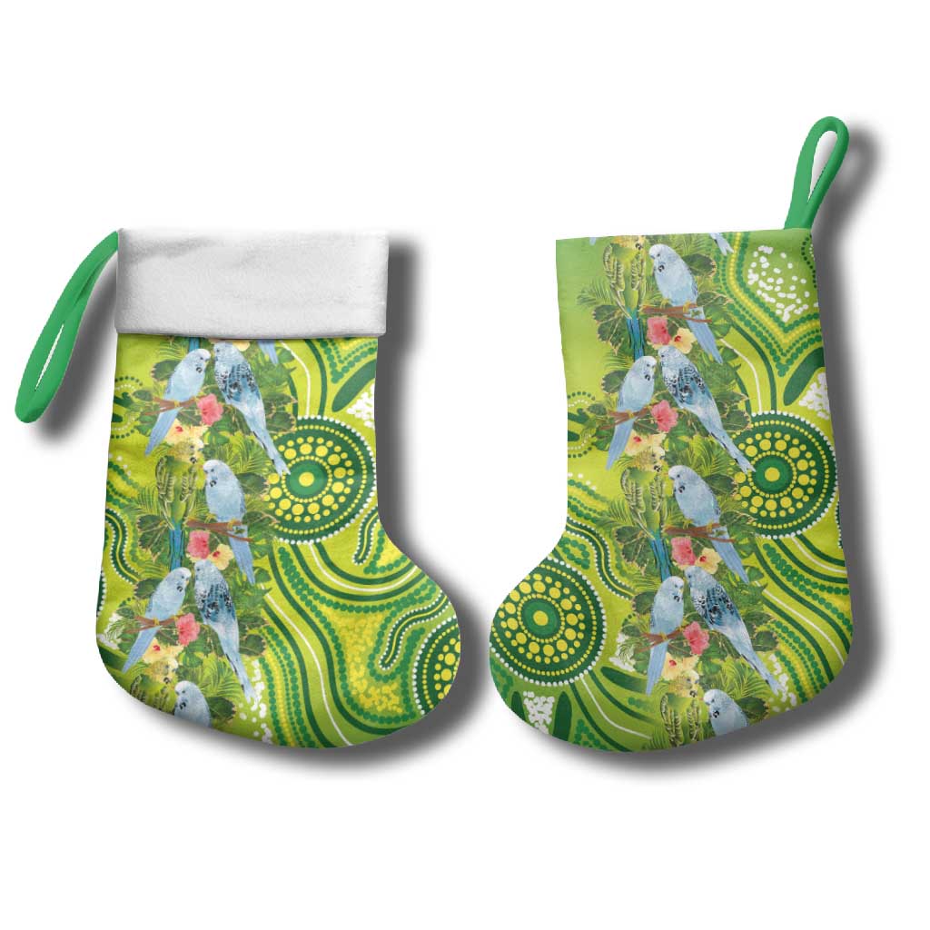 Budgerigar Australia Christmas Stocking Aussie Common Parakeet Indigenous Art - Aussie Hoodie