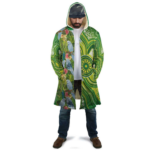 Budgerigar Australia Cloak Aussie Common Parakeet Indigenous Art - Aussie Hoodie