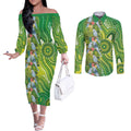 Budgerigar Australia Couples Matching Off The Shoulder Long Sleeve Dress and Long Sleeve Button Shirt Aussie Common Parakeet Indigenous Art - Aussie Hoodie
