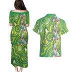 Budgerigar Australia Couples Matching Puletasi and Hawaiian Shirt Aussie Common Parakeet Indigenous Art - Aussie Hoodie