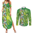 Budgerigar Australia Couples Matching Summer Maxi Dress and Long Sleeve Button Shirt Aussie Common Parakeet Indigenous Art - Aussie Hoodie