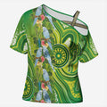 Budgerigar Australia Cross Shoulder Shirt Aussie Common Parakeet Indigenous Art - Aussie Hoodie