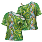 Budgerigar Australia Cross Shoulder Shirt Aussie Common Parakeet Indigenous Art - Aussie Hoodie