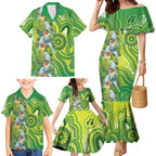 Budgerigar Australia Family Matching Mermaid Dress and Hawaiian Shirt Aussie Common Parakeet Indigenous Art - Aussie Hoodie